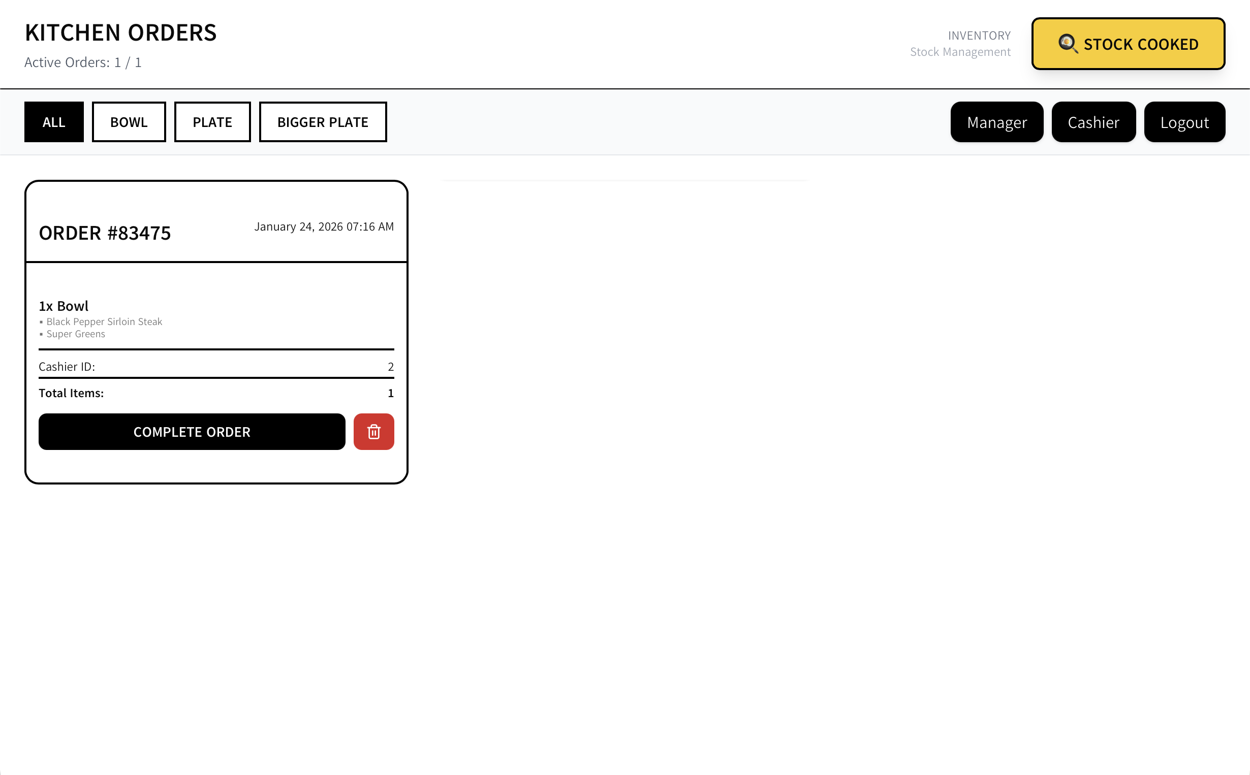Kitchen Management View